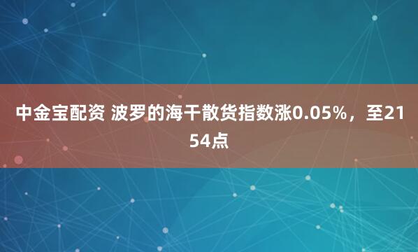 中金宝配资 波罗的海干散货指数涨0.05%，至2154点