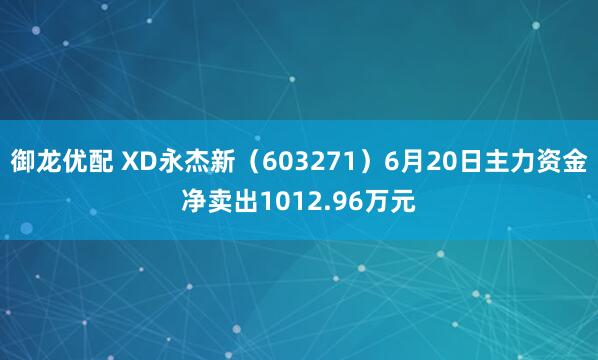 御龙优配 XD永杰新（603271）6月20日主力资金净卖出1012.96万元